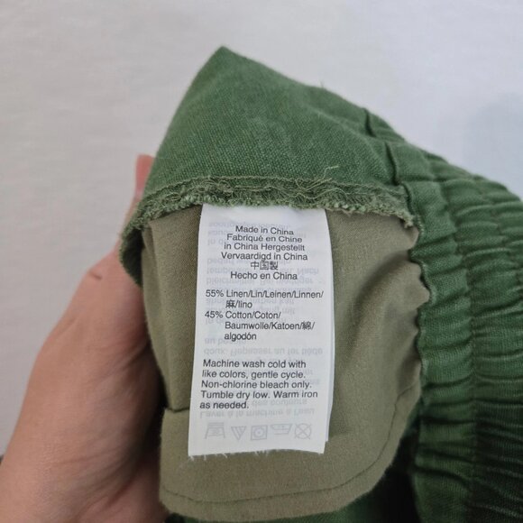 J. Crew Green Linen Blend Drawstring Waist Pull On Cropped Pants Size 4 - Picture 5 of 5